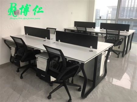 重庆办公桌_博仁家具_铝合金框架主管桌_四人位职员办公桌_生产厂家